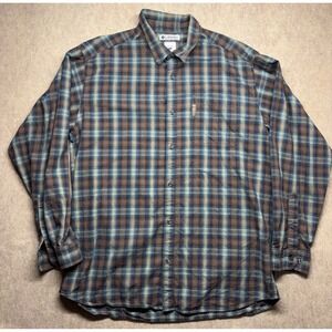 Columbia Mens Plaid Flannel Shirt Long Sleeve Size XL Blue Brown